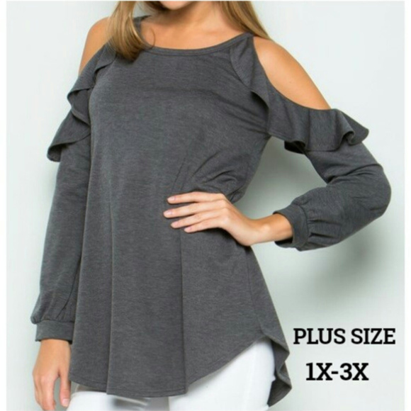 Katilaya Boutiqe Tops - Plus Size Cold Shoulder Top